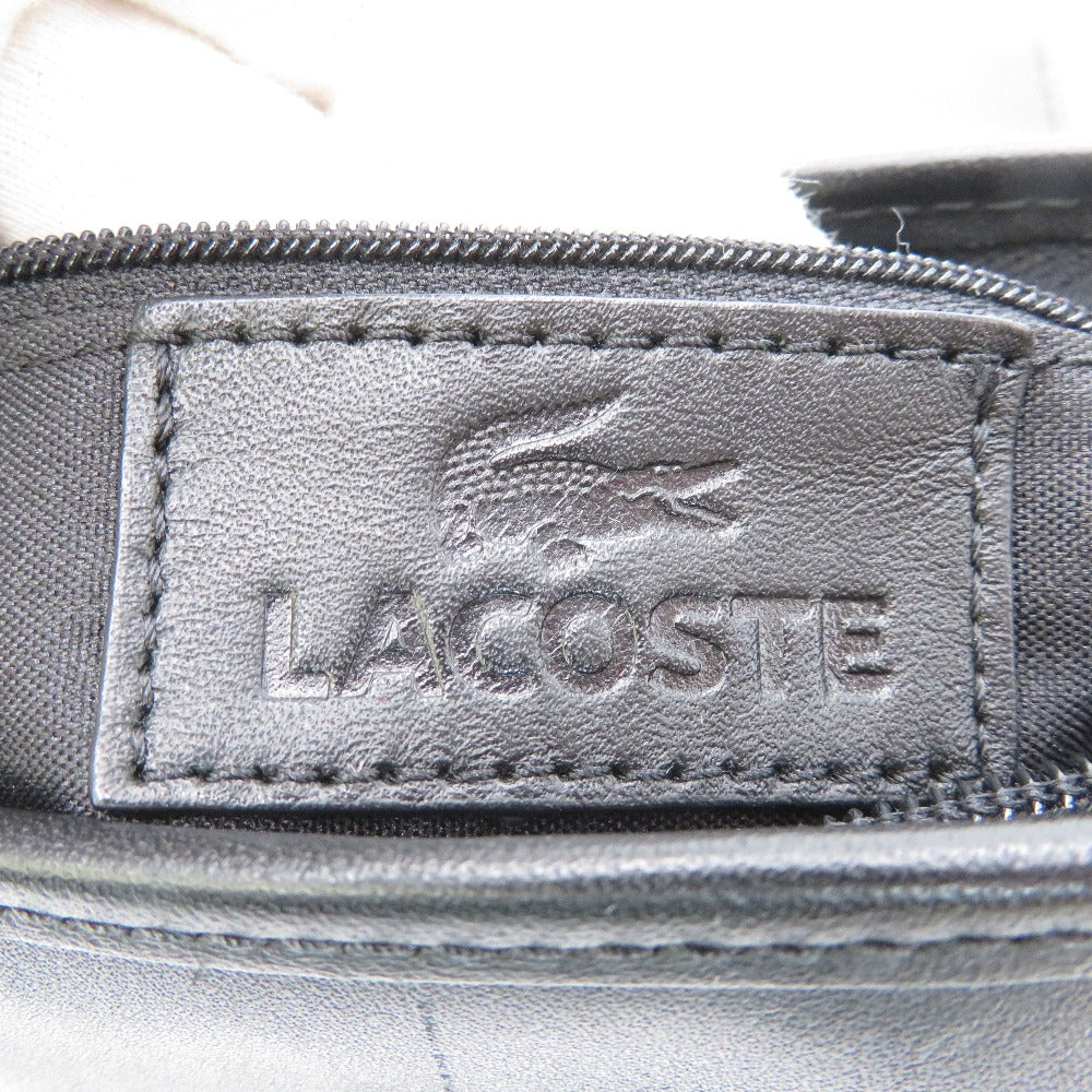 LACOSTE (ラコステ) ショルダーバッグ LACOSTE　ワンショルダーバッグ　レザー　ブラック 美品