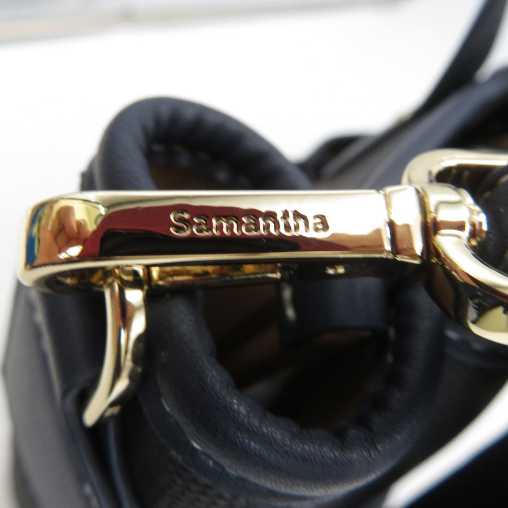 Samantha Thavasa (サマンサタバサ) トートバッグ Samantha Thavasa キャンバスデザイン 合皮スクエアトートバッグ　L　ブラック 美品