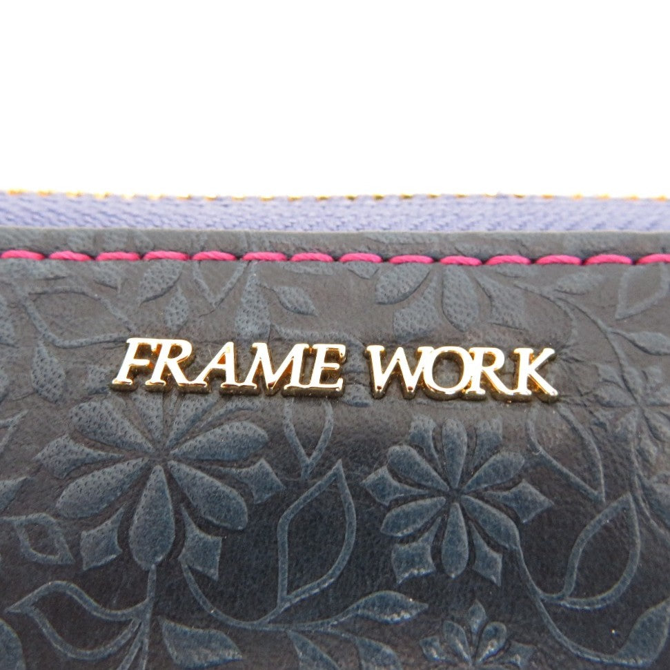 FRAMeWORK (フレームワーク) 長財布 FRAME WORK　マスカレード 小銭入れ付き長財布 0045113　ネイビー 美品