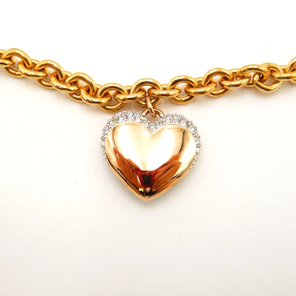 SWAROVSKI (スワロフスキー) ブレスレット SWAROVSKI　ハートチャーム ゴールドブレスレット　クリスアル 美品