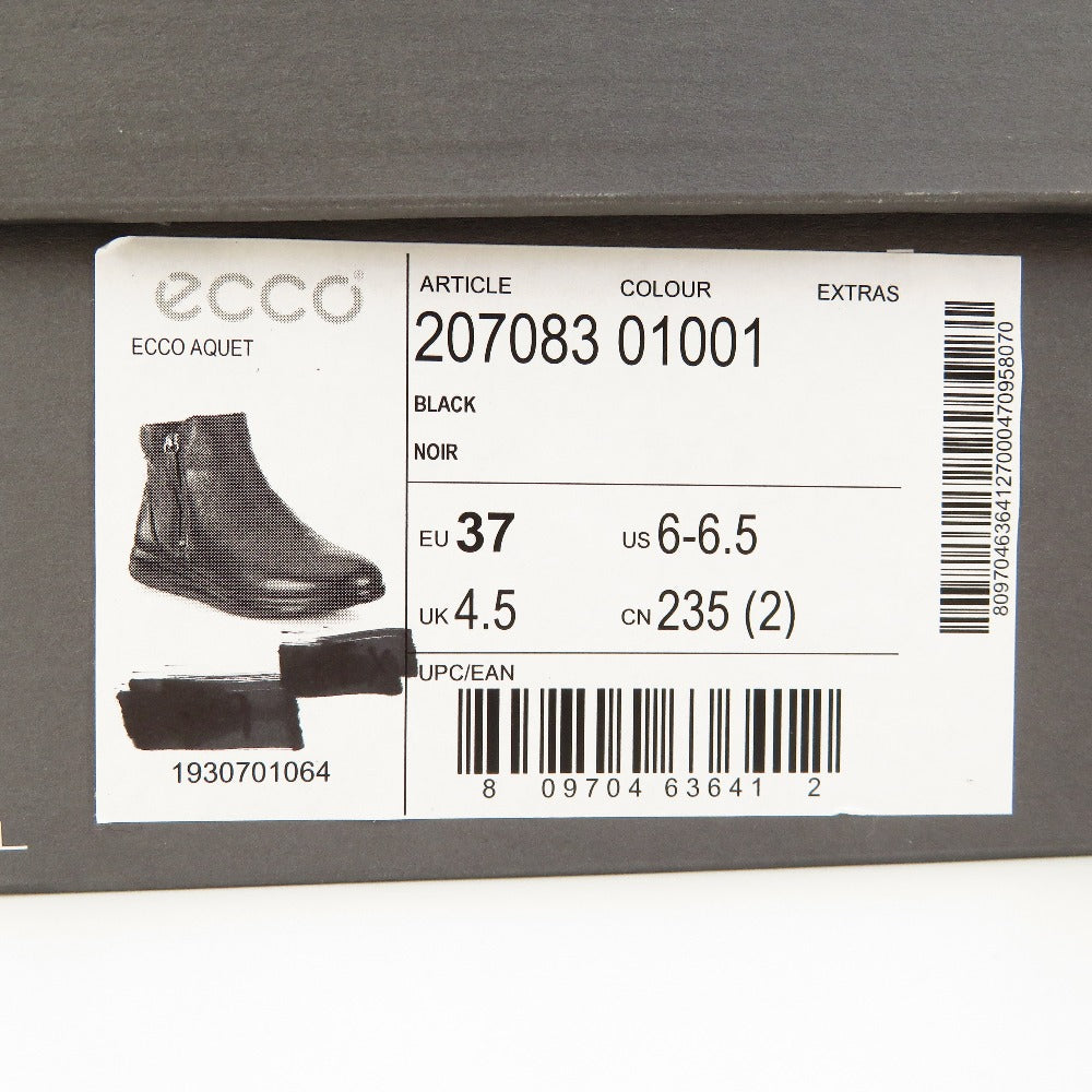 ECCO (エコー) ブーツ ecco AQUET ZIP BOOTIE GTX　ショートブーツ　サイドジップ　GORE-TEX　ブラック　37　23.5cm 長さ26.5cm 美品