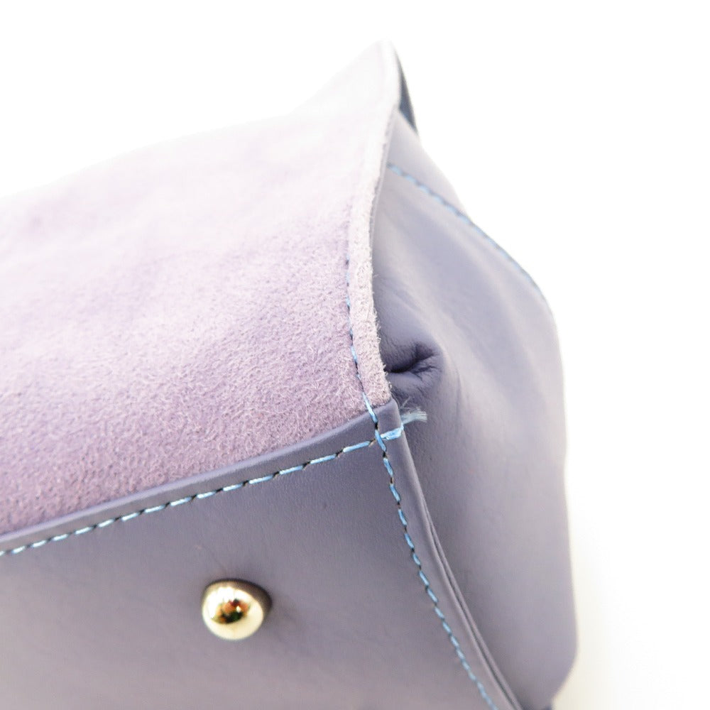 KANEMATSU (銀座かねまつ) ショルダーバッグ 銀座かねまつ　ショルダーバッグ　スエード×表革　パープル 美品