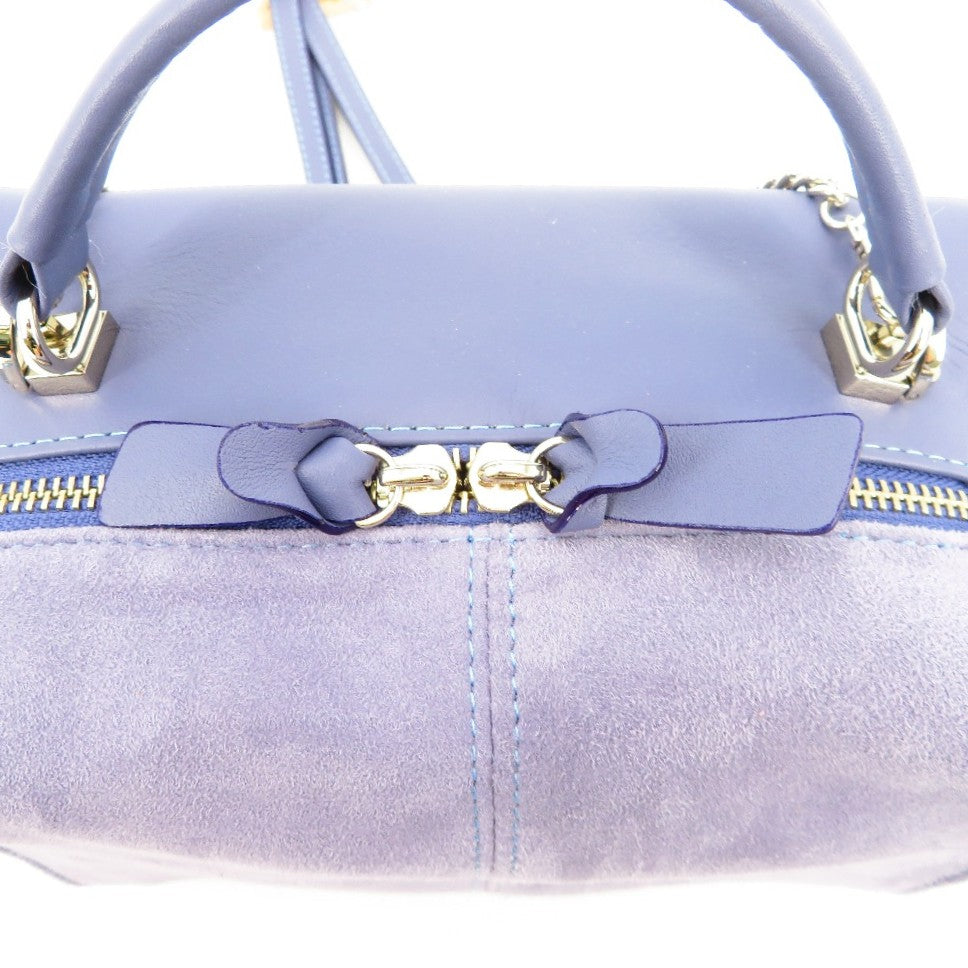 KANEMATSU (銀座かねまつ) ショルダーバッグ 銀座かねまつ　ショルダーバッグ　スエード×表革　パープル 美品