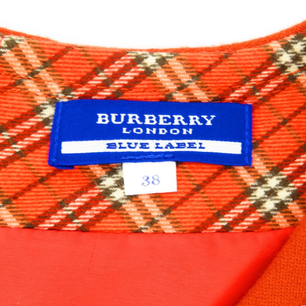 BURBERRY BLUE LABEL (バーバリーブルーレーベル) ワンピース BURBERRY BLUE LABEL　七分袖ミニワンピース　38　オレンジ　E1J67-248-80 美品