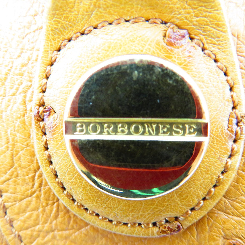 BORBONESE (ボルボネーゼ) ハンドバッグ BORBONESE　ハンドバッグ　ミニボストンバッグ　オースト リッチ　キャメル 美品