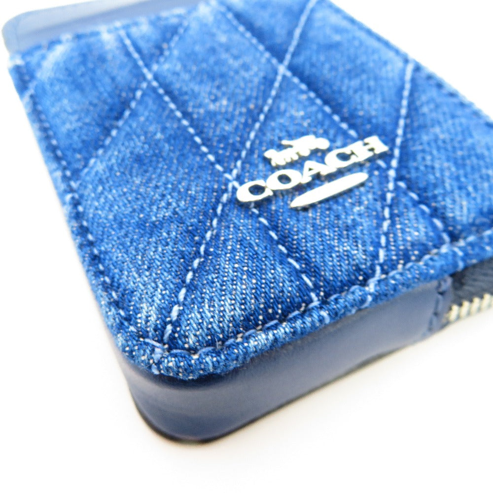 COACH (コーチ) カードケース COACH　ジップ カードケース IDケース　CAR26　デニム×スムースレザー 美品
