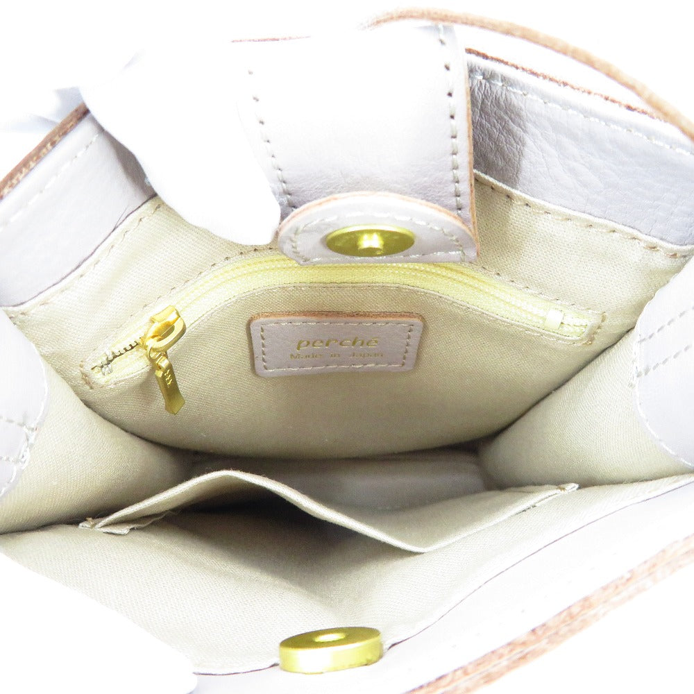 perche (ペルケ) ショルダーバッグ perche　イントチャート 姫路レザー　ショルダーバッグ　グレー　08-00-0939 美品