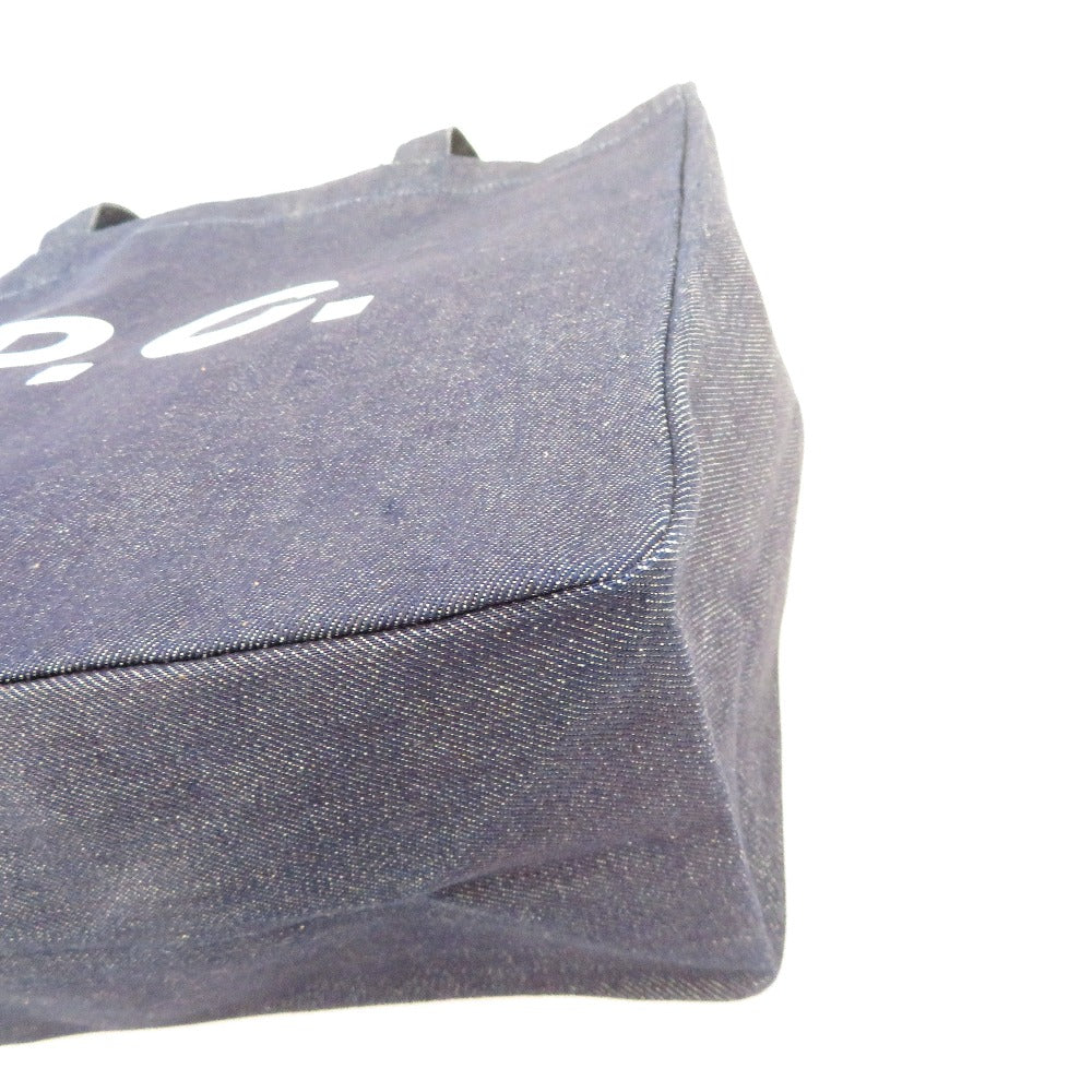 A.P.C. (アーペーセー) トートバッグ A.P.C　ロゴプリント デニム トートバッグ　インディゴネイビー　COCSX M61446 IAI INDIGO 美品
