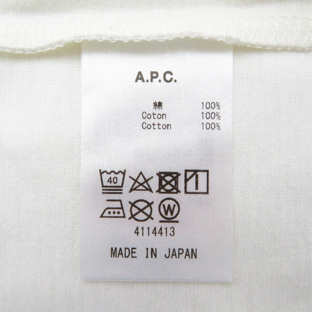 A.P.C. (アーペーセー) 半袖Ｔシャツ A.P.C.　RETRO Ｔシャツ　ロゴプリントＴシャツ　Ｌ　オフホワイト×モスグリーン　23245-1-92991 美品
