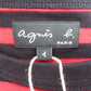 agnes b. (アニエスベー) 半袖Ｔシャツ agnis.ｂ　ボーダーロングＴシャツ　レッド×ブラック　1　0330J008 未使用品