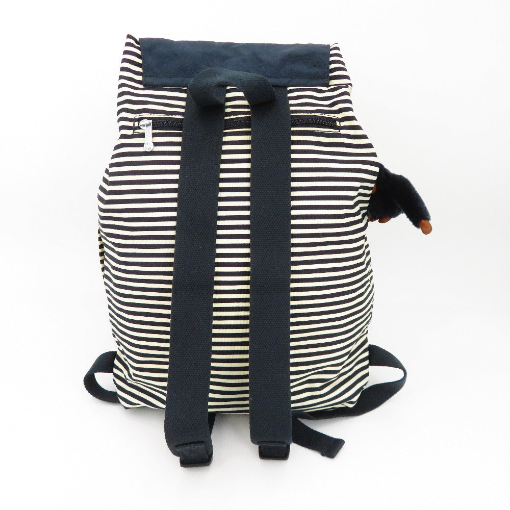 Kipling (キプリング) リュック KIPLING ファンダメンタル リュックサック　L　K01374 ボーダー　ネイビー 美品