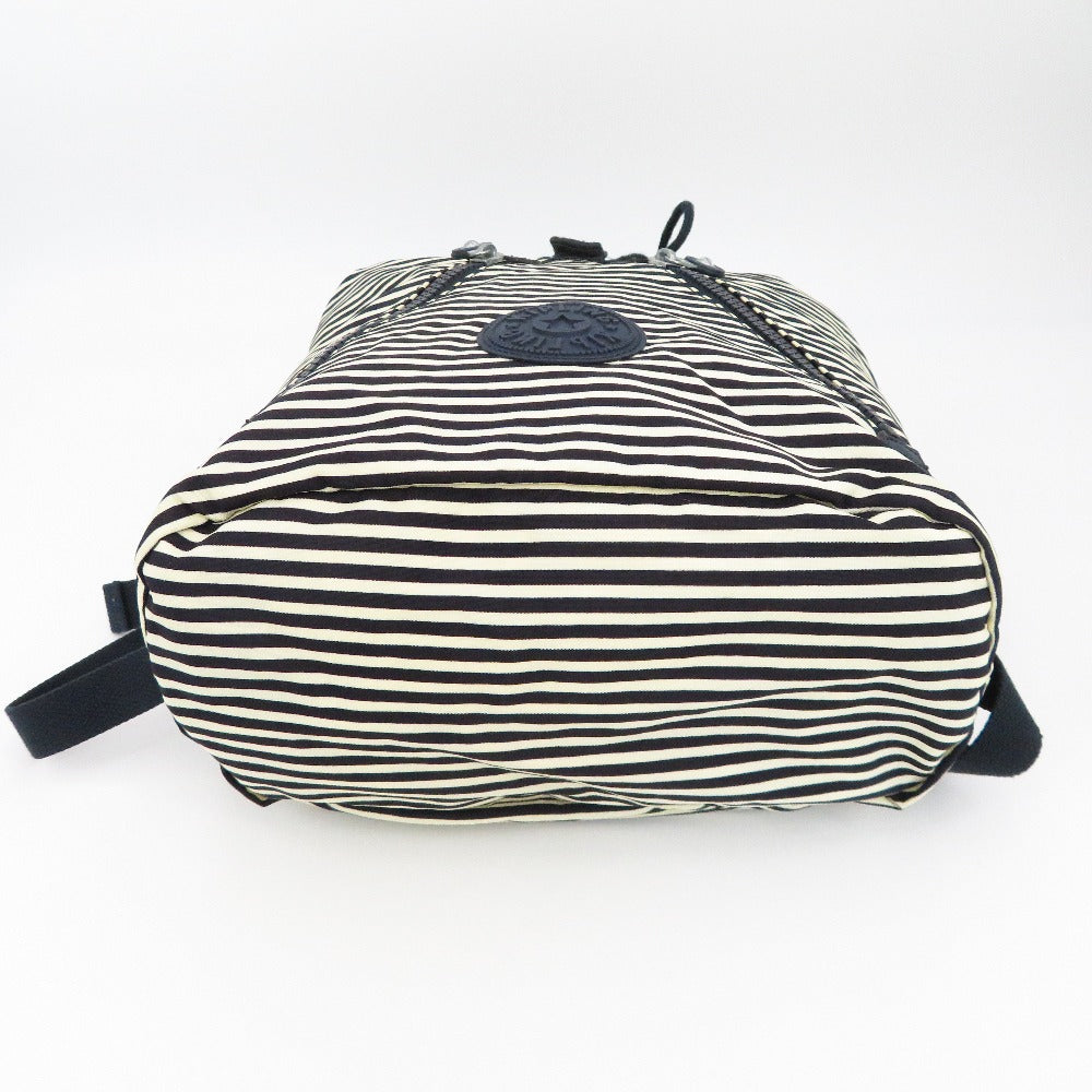 Kipling (キプリング) リュック KIPLING ファンダメンタル リュックサック　L　K01374 ボーダー　ネイビー 美品