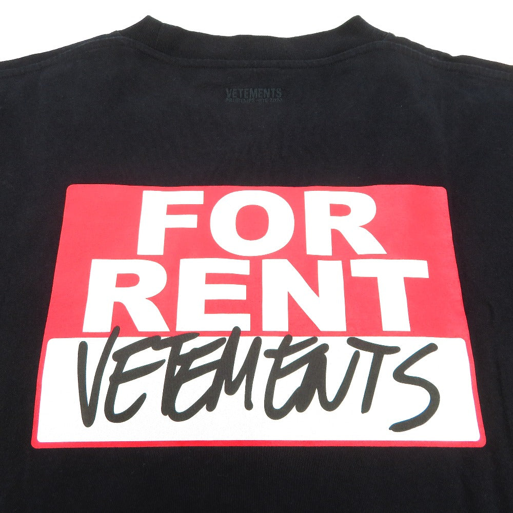 VETEMENTS (ヴェットモン) 半袖Ｔシャツ VETEMENTS　ロゴ FORRENTプリント付きオーバーサイズTシャツ　S　ブラック　SS20TR372 美品