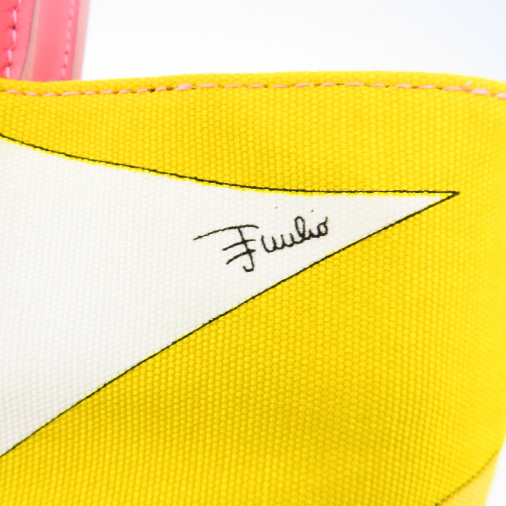 エミリオプッチ トートバッグ EMILIO PUCCI　トートバッグ　パステルカラー　イエロー×ピンク　キャンバス 美品