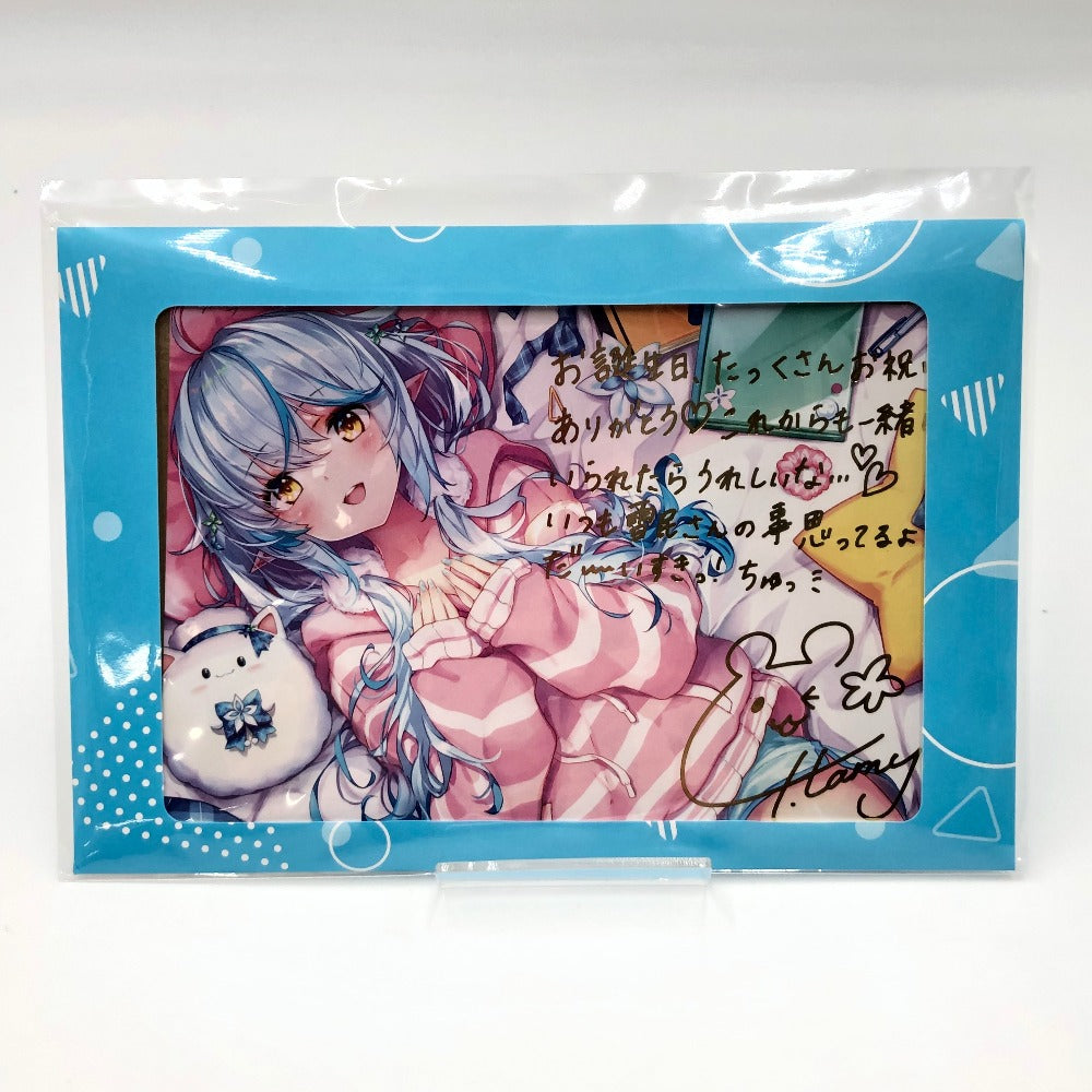 雪花ラミィ 箔押し複製サイン＆メッセージ入りHong描き下ろしポストカード 「バーチャルYouTuber ホロライブ 雪花ラミィ 誕生日記念2022 誕生日記念フルセット」 購入特典 キャラクターグッズ 未開封品