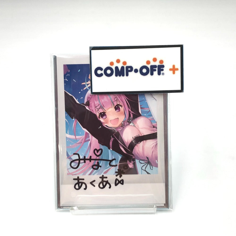湊あくあ 直筆サイン入りまみ先生描き下ろしチェキ風ブロマイドカード 「バーチャルYouTuber ホロライブ 湊あくあ 誕生日記念2022 誕生日記念フルセット 数量限定ver.」 購入特典 キャラクターグッズ