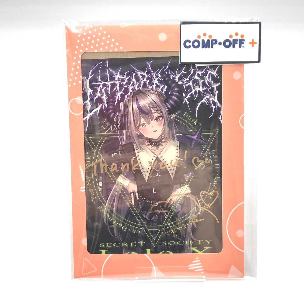 ラプラス・ダークネス 直筆メッセージ＆箔押し複製サイン入り儀式描き下ろしポストカード 「バーチャルYouTuber ホロライブ ラプラス・ダークネス 活動1周年記念フルセット 数量限定ver.」 購入 キャラクターグッズ 未開封品