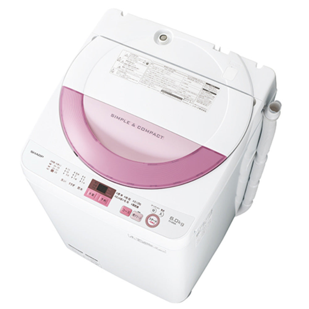 SHARP (シャープ) 全自動電気洗濯機 ES-GE6A 6.0kg 2017年製 ピンク 簡易乾燥機能付 一人暮らし 洗浄・除菌済み
