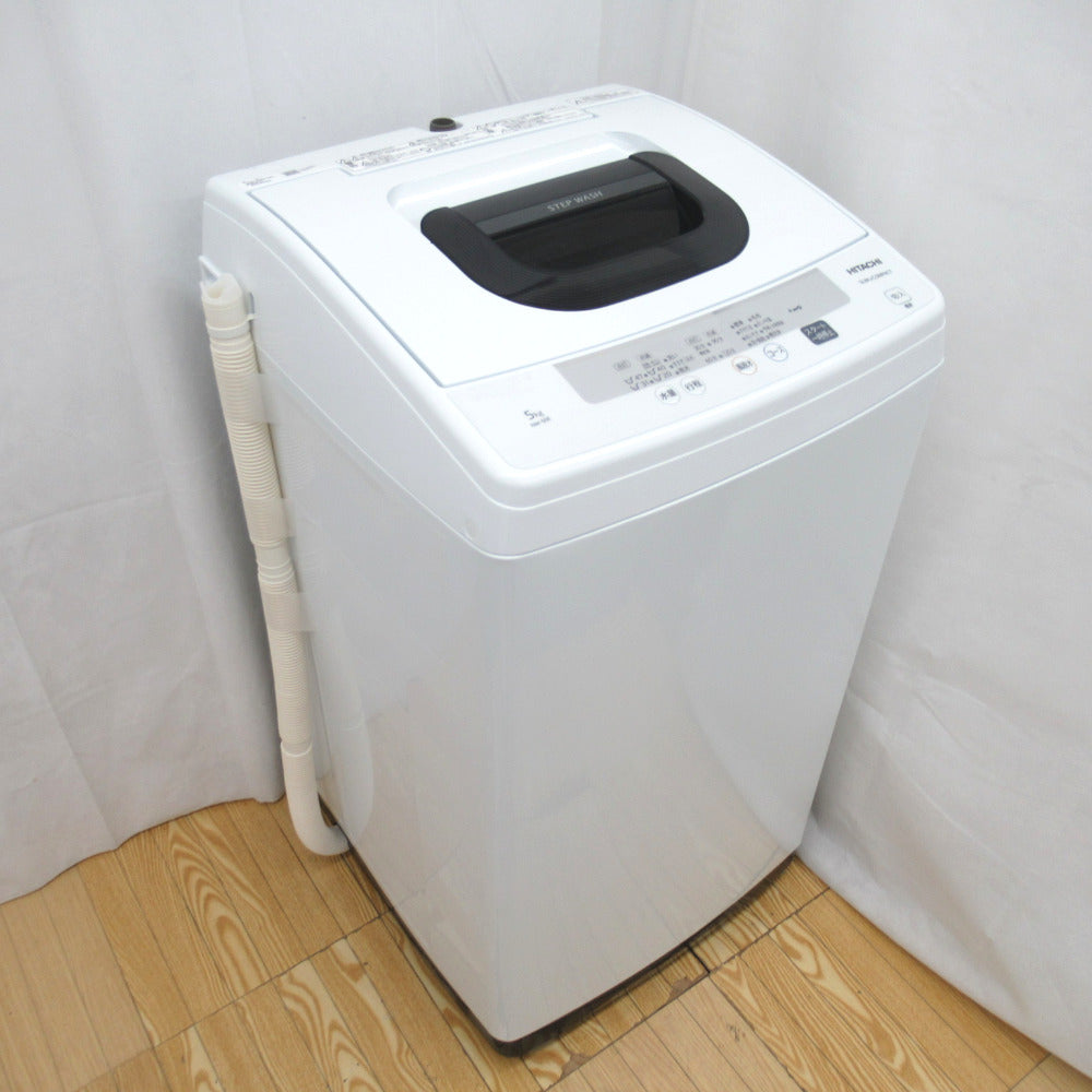 HITACHI (日立) 全自動電気洗濯機 NW-50E 5.0kg 2020年製 ピュアホワイト 簡易乾燥機能付 一人暮らし 洗浄・除菌済み