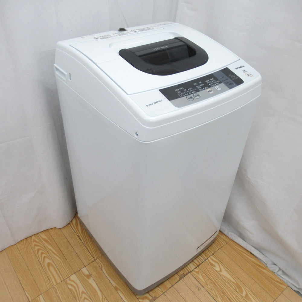 HITACHI 日立 全自動洗濯機 5.0kg NWWR ピュアホワイト 送風・簡易