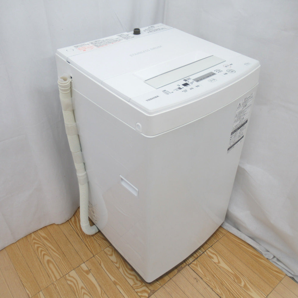 TOSHIBA (東芝) 全自動洗濯機 4.5kg AW-45M5 送風・簡易乾燥 2018年製 ピュアホワイト 洗浄・除菌済