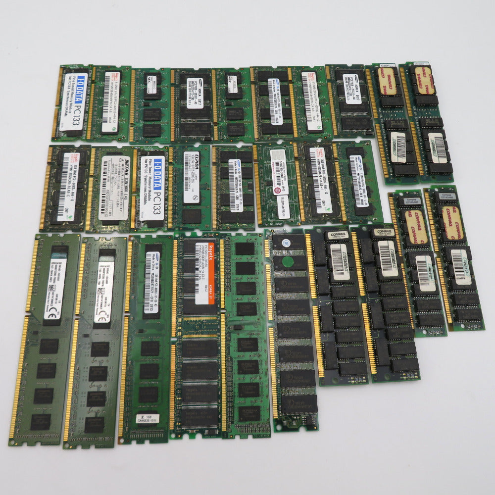 PC周辺機器 ジャンク メモリまとめ売り DDR2以下(デスク用・ノート用)×28枚 DDR3 4GB(デスク用)×10枚 返金・交換不可