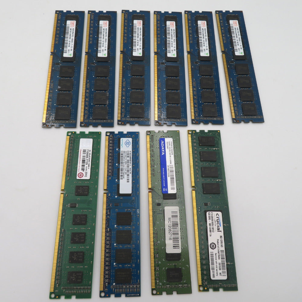 PC周辺機器 ジャンク メモリまとめ売り DDR2以下(デスク用・ノート用)×28枚 DDR3 4GB(デスク用)×10枚 返金・交換不可