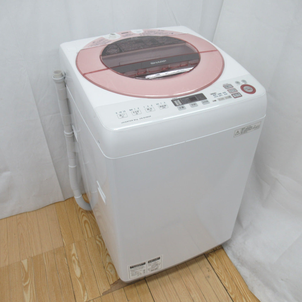 SHARP シャープ 全自動電気洗濯機 ES-GV80R 8.0kg 2015年製 ピンク 簡易乾燥機能付 一人暮らし 洗浄・除菌済み