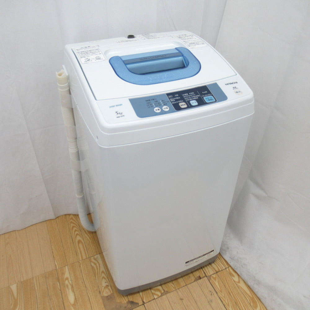 HITACHI 日立 全自動洗濯機 5.0kg NW-5TR 2015年製 ブルー ピュアホワイト 送風 乾燥機能付き 一人暮らし 洗浄・除菌済み