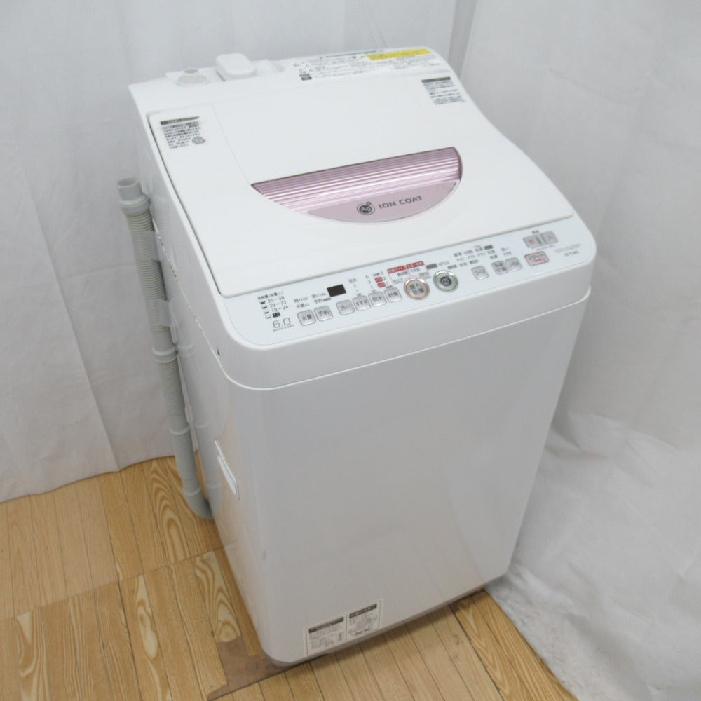 SHARP シャープ 全自動電気洗濯機 ES-TG60L 6.0kg 2015年製 ピンク 簡易乾燥機能付 一人暮らし 洗浄・除菌済み