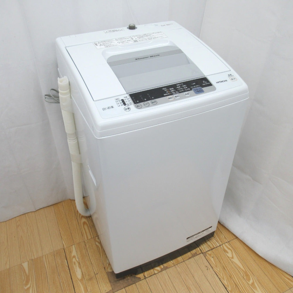 美品【 HITACHI 】日立 白い約束 洗濯7.0㎏ 全自動洗濯機風乾燥 