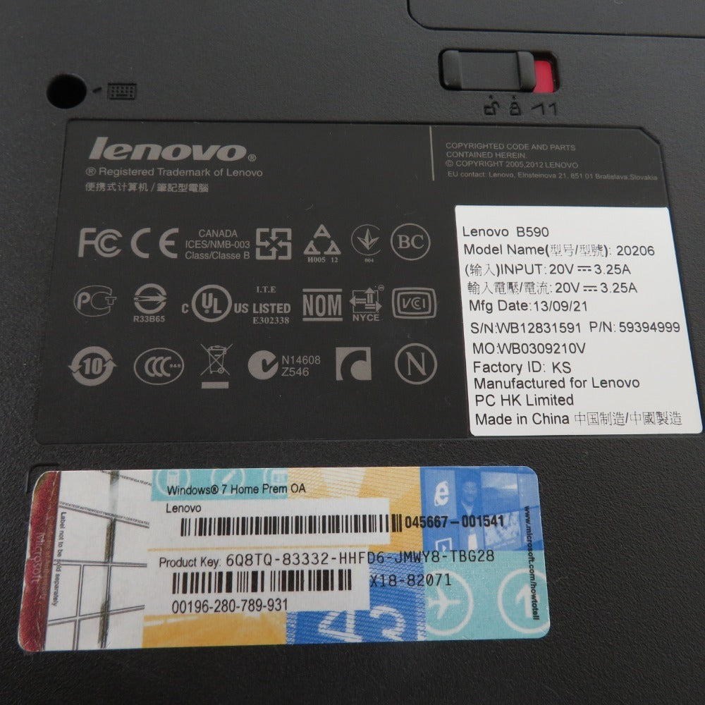 lenovo (レノボ) ノートパソコン B590 (20206) 1.90GHz/メモリ4GB Windows 10 Home 64bit