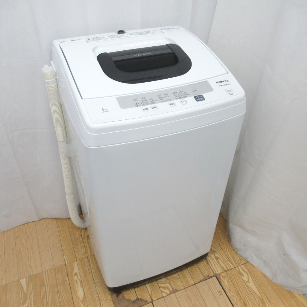 HITACHI 日立 全自動電気洗濯機 NW-50E 5.0kg 2020年製 ピュアホワイト 簡易乾燥機能付 一人暮らし 洗浄・除菌済み