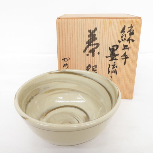 骨董・民芸品 練上手 墨流し かめおか窯 箱付き 美品