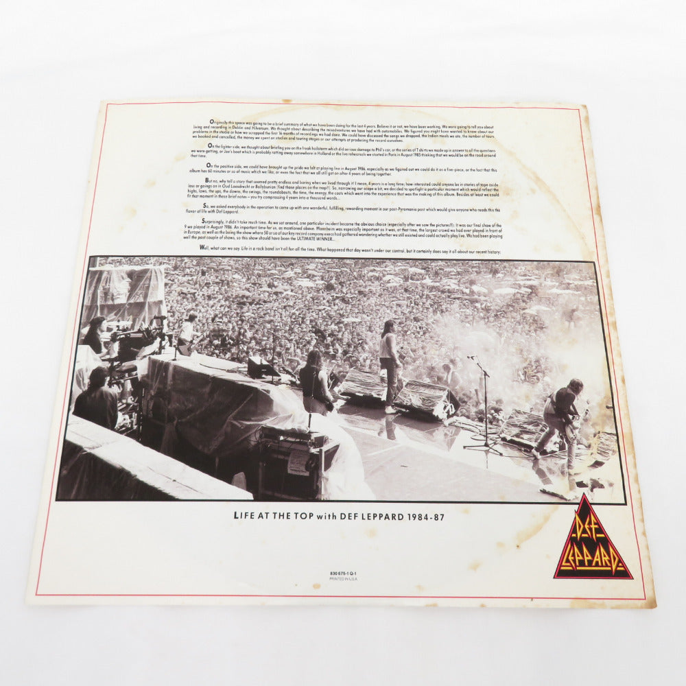 レコード LP HYSTERIA / DEF LEPPARD / ヒステリア / デフ・レパード 422 830-675-1 動作未確認・返品不可