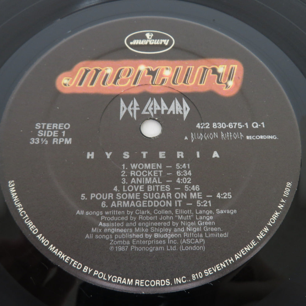レコード LP HYSTERIA / DEF LEPPARD / ヒステリア / デフ・レパード 422 830-675-1 動作未確認・返品不可