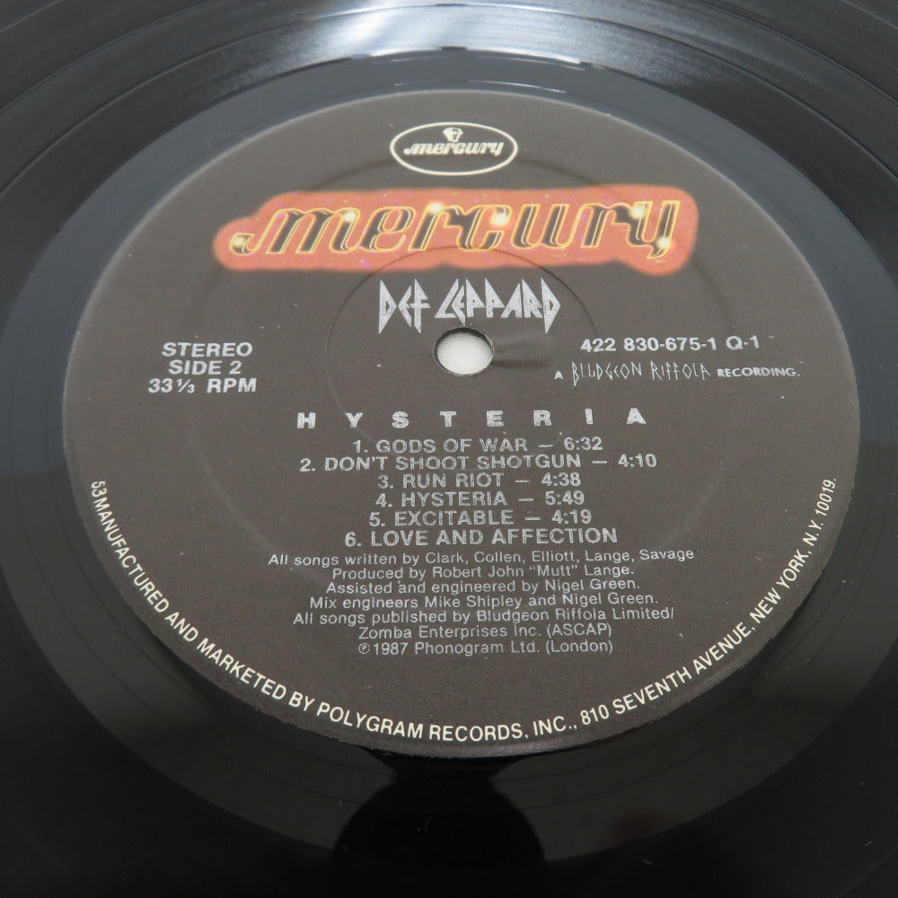 レコード LP HYSTERIA / DEF LEPPARD / ヒステリア / デフ・レパード 422 830-675-1 動作未確認・返品不可