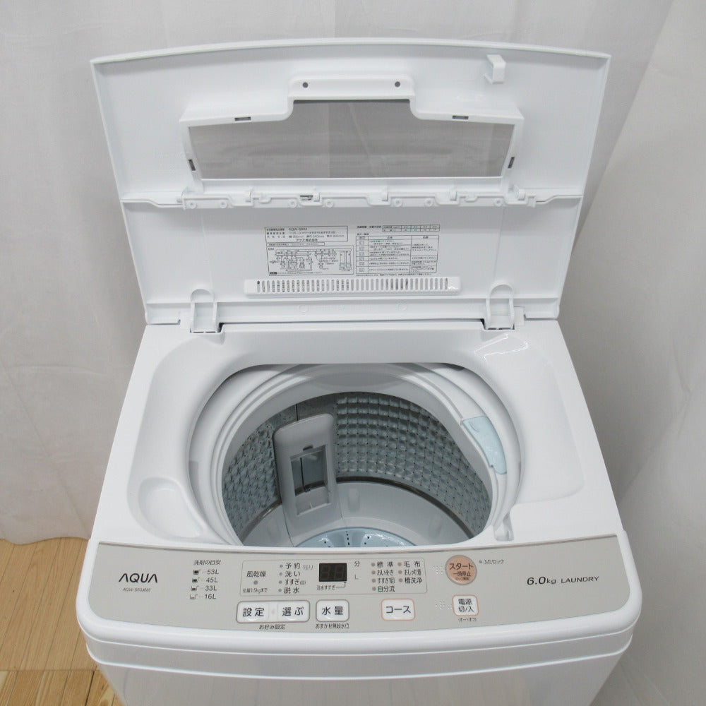 (保証有効) 洗濯機 AQUA AQW-S60J WHITE