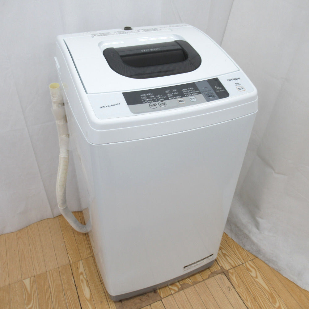 HITACHI 日立 全自動洗濯機 5.0kg NW-5WR ピュアホワイト 送風・簡易 