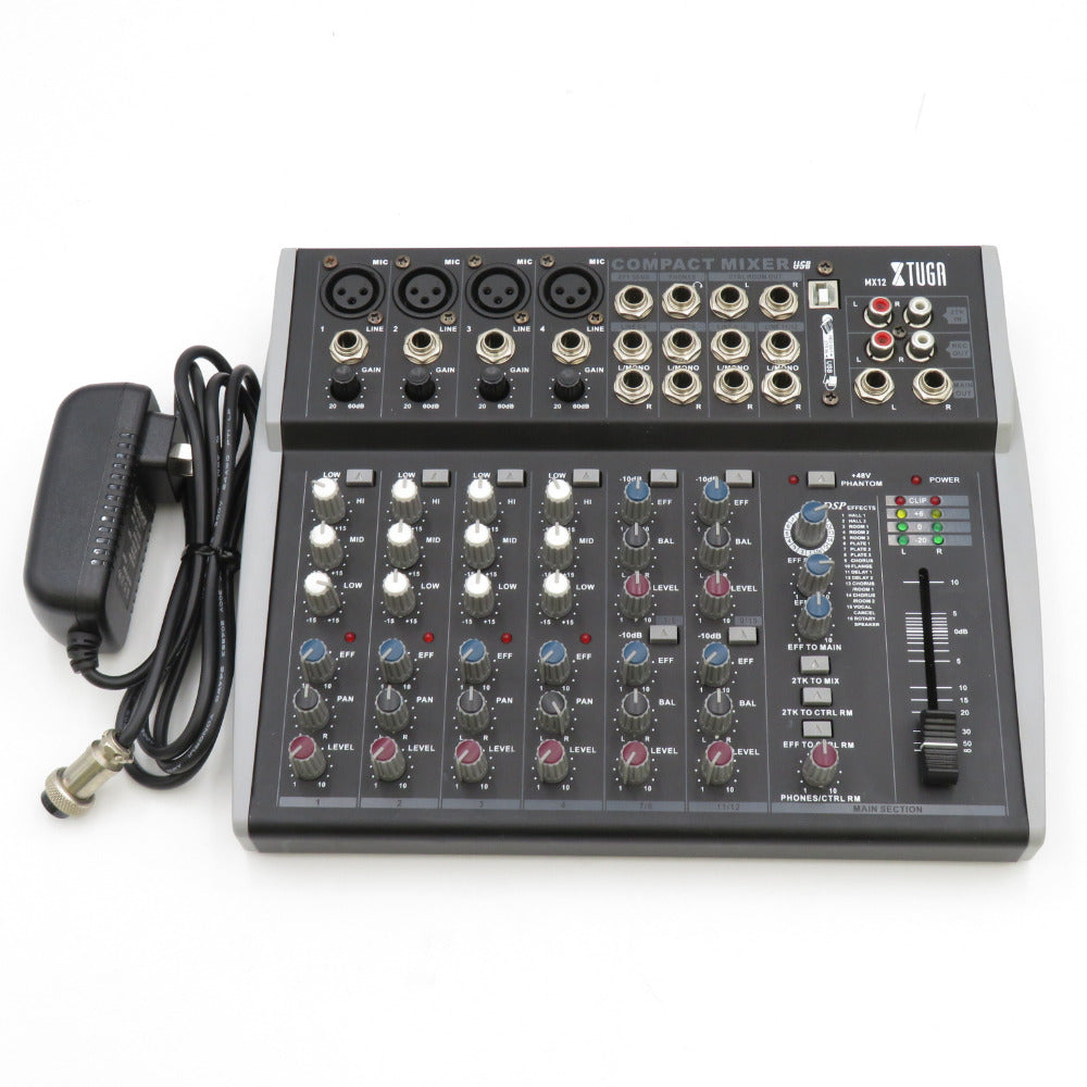 音響機材 Xtuga オーディオミキサー 12チャンネル MX12