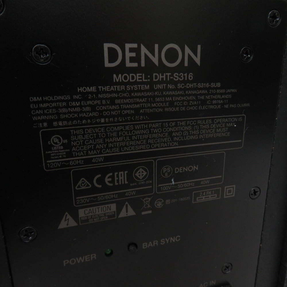 DENON デノン オーディオ機器 サウンドバー ホームシアターシステム DHT-S316 Bluetooth対応 美品