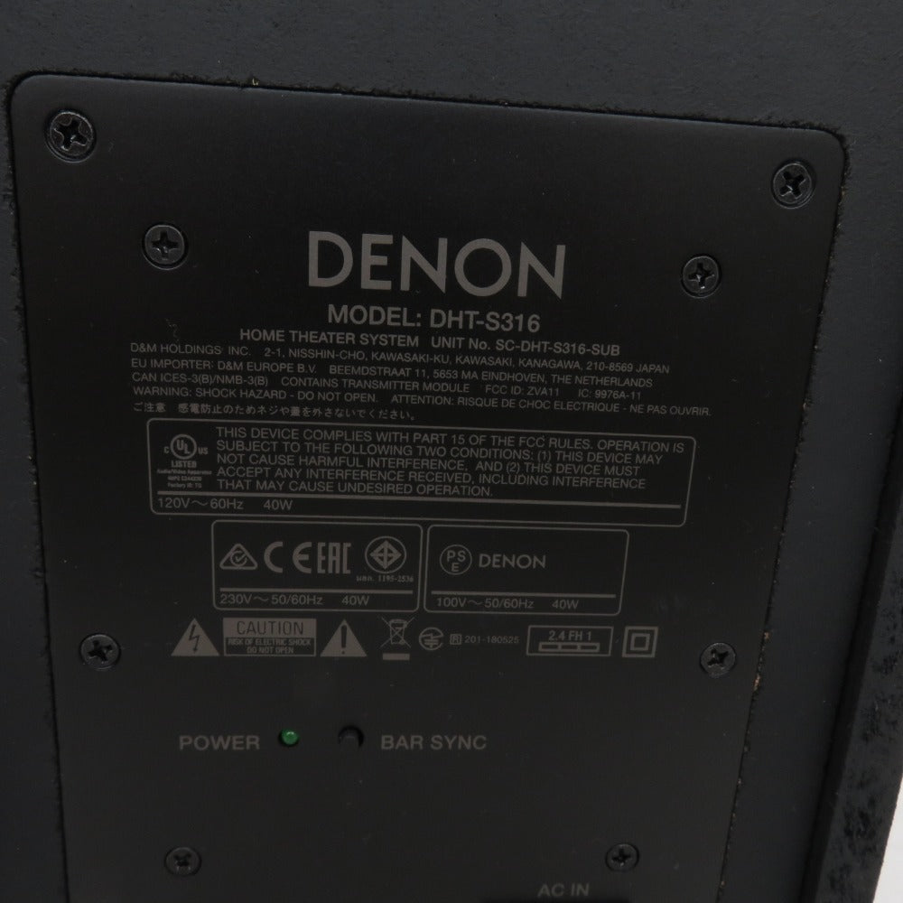 DENON デノン オーディオ機器 サウンドバー ホームシアターシステム DHT-S316 Bluetooth対応 美品
