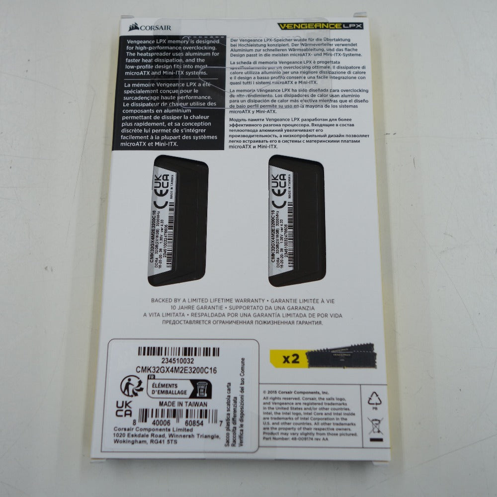 CORSAIR コルセア CMK32GX4M2E3200C16 PC4-25600 (DDR4-3200) 288pin UDIMM 32GB (16GB×2枚) 未使用品