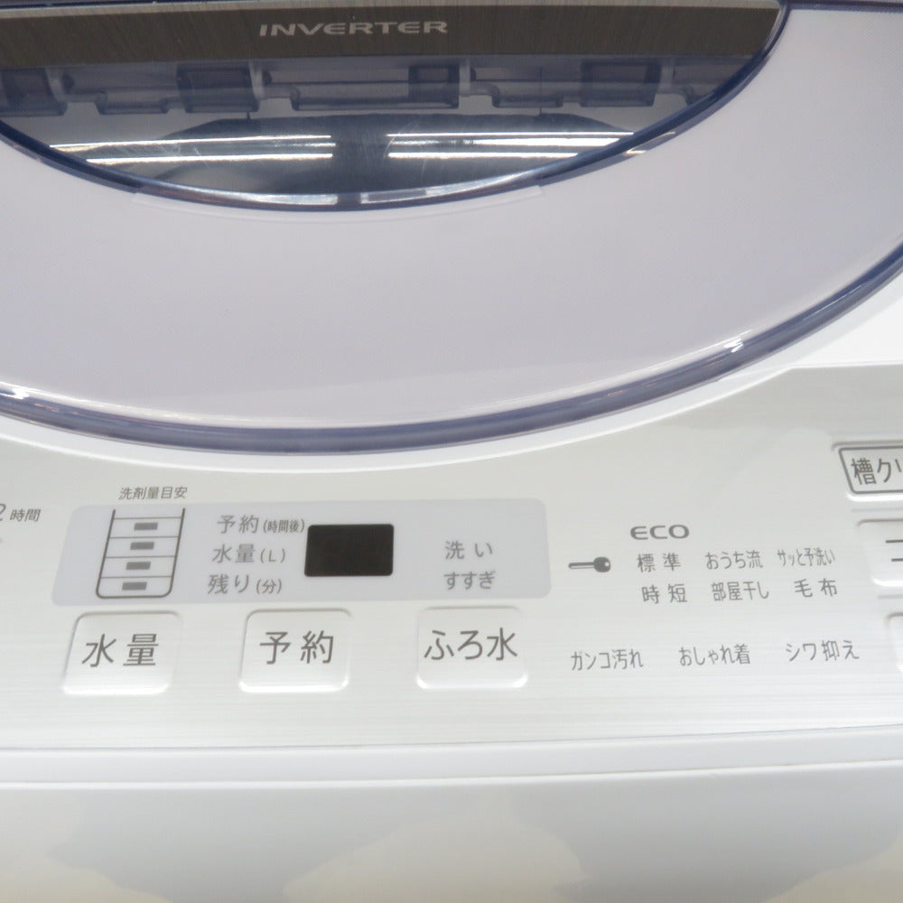 SHARP シャープ 全自動電気洗濯機 ES-GV8B-S 8.0g 2018年製 シルバー 簡易乾燥機能付  洗浄・除菌済み