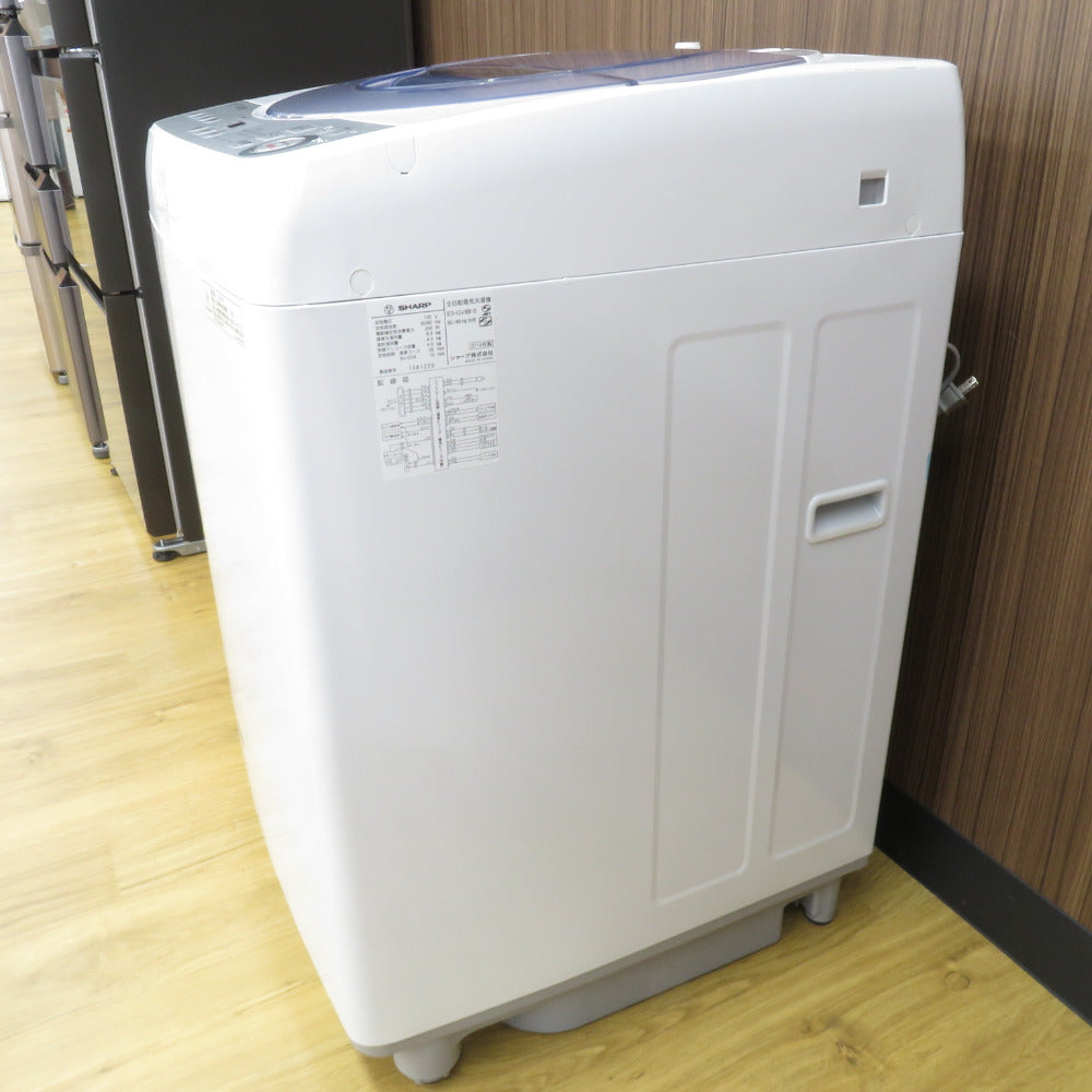 SHARP シャープ 全自動電気洗濯機 ES-GV8B-S 8.0g 2018年製 シルバー 簡易乾燥機能付  洗浄・除菌済み