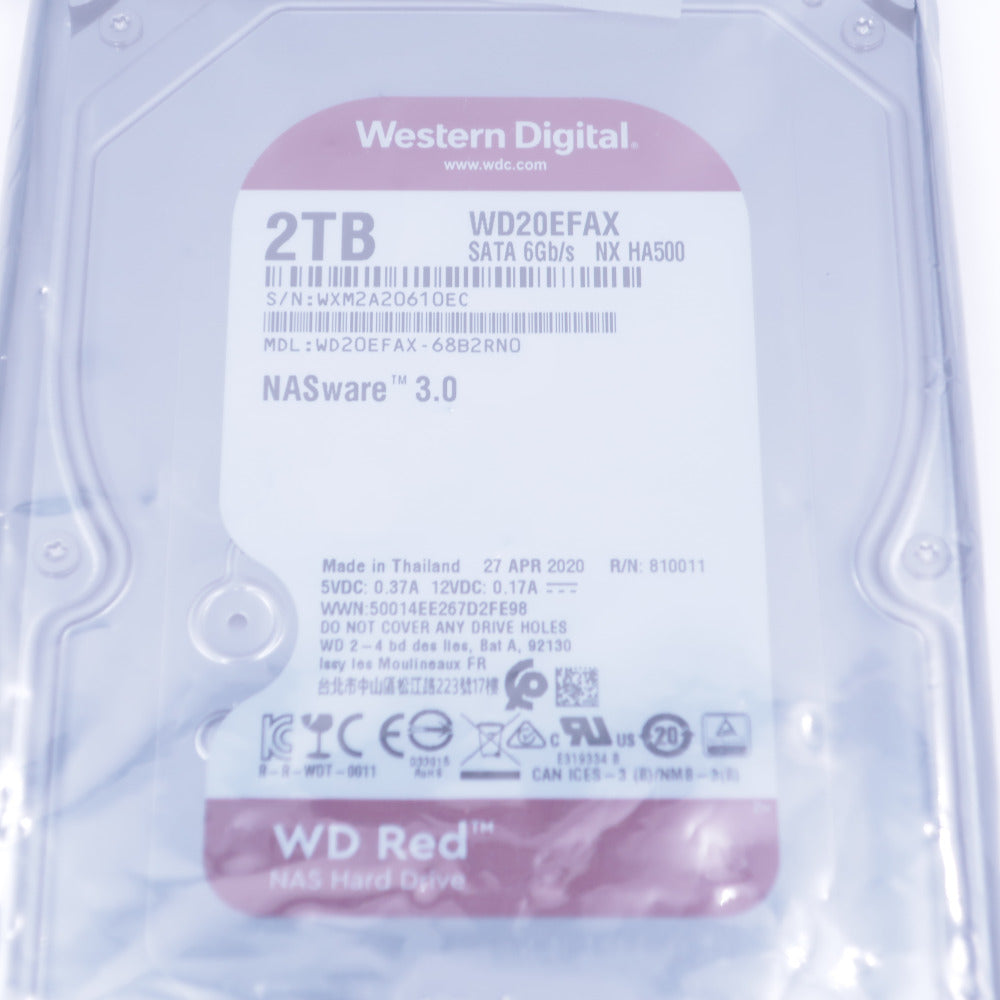 WesternDigital WD Red ウエスタンデジタル レッド NAS用 3.5インチ内蔵HDD 2TB NASハードディスクドライブ 本体のみ WD20EFAX 未使用品