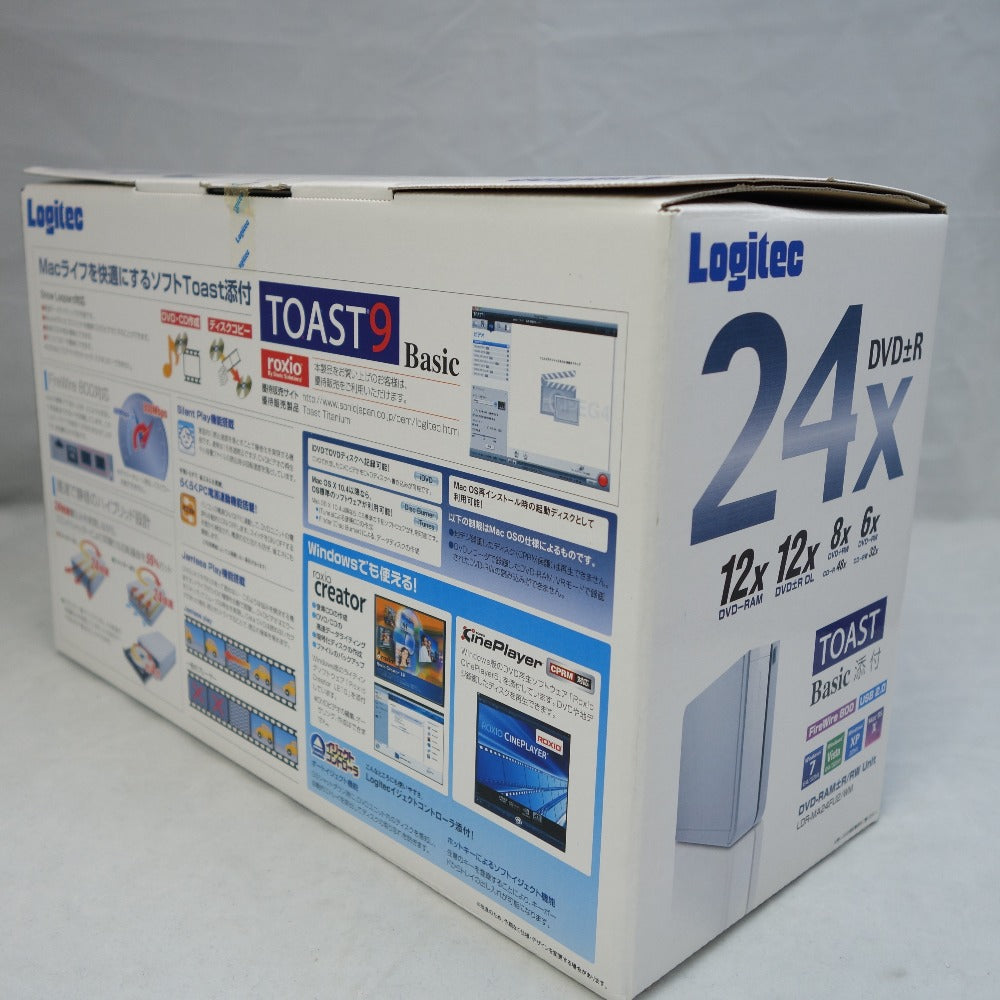 Logitec ロジテック DVDドライブ DVD±R 24X for Mac 24倍速 USB FireWire800 LDR-MA24FU2/WM 未使用品