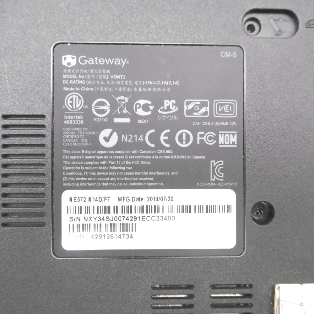 Gateway (ゲートウェイ) ノートパソコン Gateway NE572-N14D/F72 Celeron 2957U 1.40GHz/メモリ4GB/SSD120GB Windows10 Home