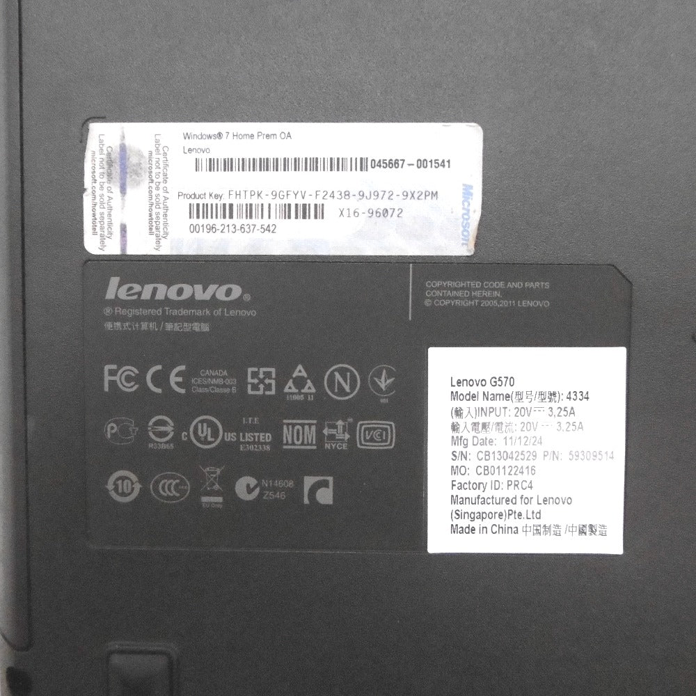 Lenovo G Lenovo レノボ G570 Celeron B800 1.50GHz/メモリ4GB