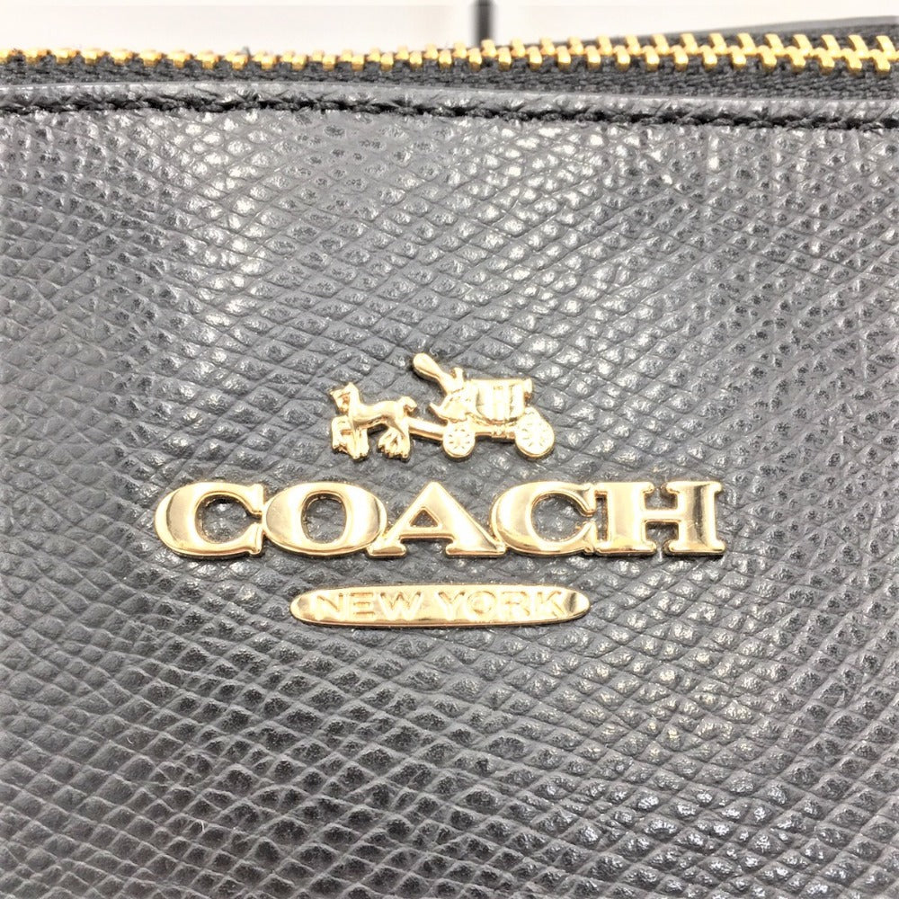 COACH (コーチ) トートバッグ COACH ラグジュアリークロスグレーンレザー チェーンショルダートートバッグ　ブラック　F37201 美品